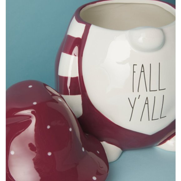 Rae Dunn Fall Halloween FALL Y'ALL Gnome Canister 11" Red White w/ Lid NEW - Picture 2 of 5